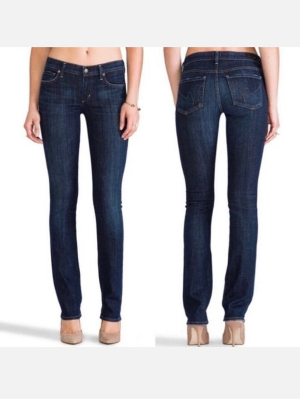 Citizens Of Humanity Ava Low Rise Straight Leg Denim Jeans 26 Dark Blue Cottom